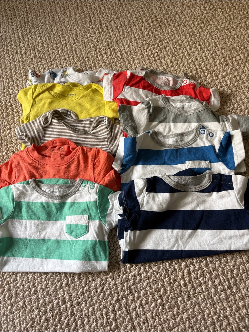 Boys Colorful Striped and Patterned Onsies - 6 Months